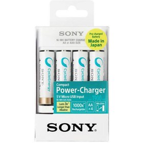 تصویر شارژر باتری سونی BCG-34HHU4K به همراه 4 عدد باتری (اورجینال) Sony BCG-34HHU4K Charger And Battery (Original)