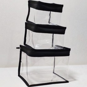 تصویر کیف نظم دهنده آرایشی ۳ تکه صورتی سیر 