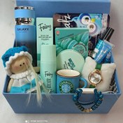 تصویر باکس تولد دخترانه و زنانه آبی | باکس هدیه تولد دخترانه و زنانه | کادو تولد دخترانه | فروشگاه علی بابا 