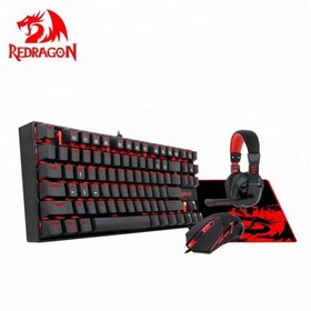 تصویر باندل گیمینگ 4 تیکه ردراگون Redragon K552-BB Redragon Redragon K552-BB Gaming Keyboard and Mouse, Large Mouse Pad, PC Gaming Headset with Microphone Combo 87 Key Mechanical Keyboard with Blue Switches for Windows PC Games-Keyboard Mouse Pad Head