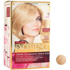 تصویر کیت رنگ مو لور-al مدل Excellence شماره 9 حجم 50 میلی لیتر رنگ بلوند خیلی روشن(ترکیه)(ارسال فوری) 