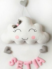 تصویر آویز اسم دکوراتیو مخمل ابر cloud garland baby's name