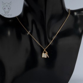 تصویر گردنبند قفل و کلید نگین دار ژوپینگ lock and key diamondal necklace minimal xuping