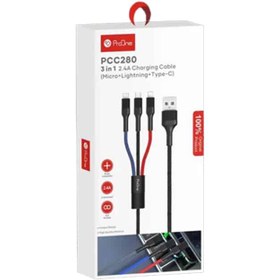 تصویر کابل تبدیل USB به USB-C / microUSB / لایتنینگ پرووان مدل PCC280 طول 1 متر 