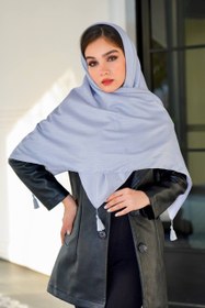 تصویر روسری نخی ساده طرح کندویی رنگ خردلی کد1-123 Utab scarf code 123