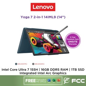 تصویر لپ تاپ 14 اینچی لنوو مدل YOGA 7 14IML9 Core Ultra 7 16GB 1TB SSD Intel Lenovo YOGA 7 14IML9 Core Ultra 7-155U 16GB RAM 1TB SSD Intel 14 Inch Laptop