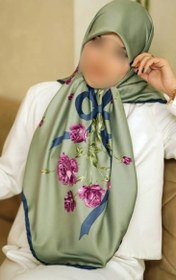 تصویر روسری ابریشم توییل زنانه قواره ۱۴۰ دور دست دوز کد 1300 