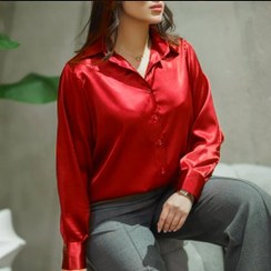 تصویر شومیز زنانه ساتن ال ایکس گرم بالا یلدایی سایز ۴۴ سبز 