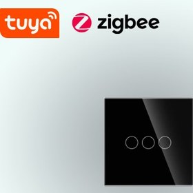 تصویر کلید سه پل هوشمند لمسی زیگبی Zigbee smart touch 3 bridge switch