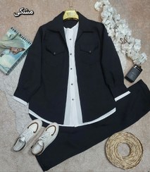 تصویر مانتو شلوار دانشجویی زنانه مدل گیسو فاستونی سایز آزاد 