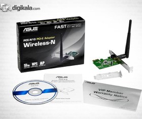 تصویر کارت شبکه بی‌سیم و PCI Express ایسوس مدل PCE-N10 Asus PCE-N10 Wireless-N150 PCI Express Adapter