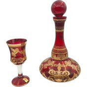 تصویر تنگ و گیلاس ۶ عددی تمام کریستال کار دست هرمس قرمز 