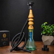 تصویر قلیان چوبی پایه شیشه ای سنتی 