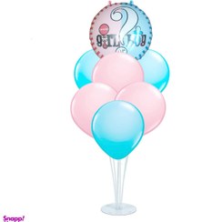 تصویر بادکنک طرح تعیین جنسیت مجموعه 7 عددی به همراه استند بادکنک 