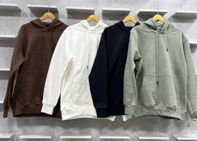 تصویر هودی اسپرت مردانه ساده کلاه دار رنگ مشکی 