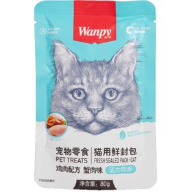 تصویر پوچ گربه ونپی طعم مرغ و ماهی کاد 85 گرم (انگلیسی نویس) Wanpy Cat chicken codfish 85g