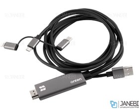 تصویر مبدل لایتنینگ/تایپ سی/میکرو یو اس بی به اچ دی ام آی Onten Lightning/Micro USB/USB-C to HDMI 