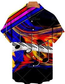 تصویر Hawaiian Men Shirts Music Cd 3d Printed Shirts Single Breasted Oversized Top Tee Shirt,ZM-2716,European Size L 