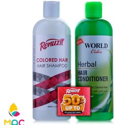 تصویر شامپو موهای رنگ شده رینوزیت همراه با نرم کننده مو وردکالر رینوزیت 