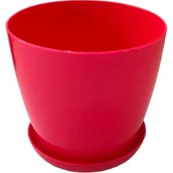 تصویر گلدان پلاستیکی گرد 340 - سفید / قطر 33 ارتفاع 29 سانتیمتر 