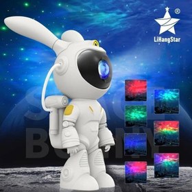 تصویر چراغ خواب فضانورد کهکشانی طرح خرگوش با اسپیکر GALAXY PROJECTOR Model Rabbit Astronaut