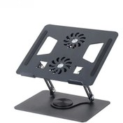 تصویر پایه لپ‌تاپ آلومینیومی با فن دوگانه برند کریشو مدل YL-906، قابلیت چرخش ۳۶۰ درجه، ارگونومیک تاشو و قابل تنظیم ، مخصوص نوت‌بوک، مک‌بوک، لپ‌تاپ KRESHU YL-906 Aluminium Laptop Stand with Double Fan | 360 Degree Rotating | Adjustable Ergonomic | Foldable Portable Laptop Universal Holder for Notebook, Mac Book, Laptops