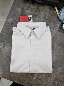 تصویر پیراهن سفید مردانه دکمه مخفی دوخت صنعتی - اورجینال دیلم - M White Men's Hidden Button Shirt - Original Deylam