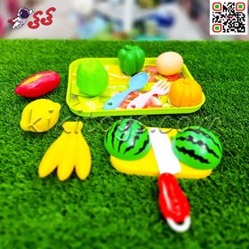 تصویر میوه اسباب بازی با سینی و چاقوی برش FROIT SLICE 2220 