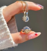 تصویر ست جواهرات ماه و خورشید شامل ۴ عدد گردنبند و انگشتر 