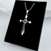 تصویر گردنبند صلیب ۶۰ سانتی‌متر استیل 