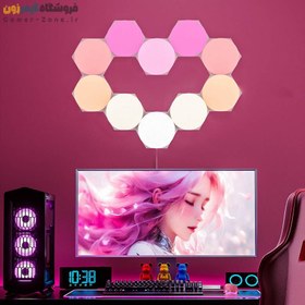 تصویر پنل روشنایی دیواری هوشمند شش ضلعی فوق نازک مدل Ultra Thin Hexagon RGBIC LED Wall Light Panels 