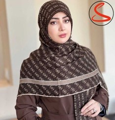 تصویر روسری نخی سیا اسکارف قهوه ای تیره کد C25172 