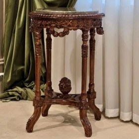 تصویر میز تلفن گرد قهوه ای شیک 