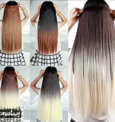 تصویر اکستنشن گیره ای ابریشمی قد ۶۰ مدل هفت گیره رنگ امبره 