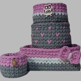 تصویر ست سبد وسایل کودک مدل تریکو کد 001 مجموعه 4 عددی 