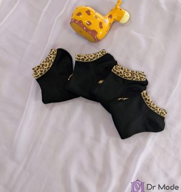 تصویر جوراب مچی زنانه لب و پنجه پلنگی Women's ankle socks with leopard lips and paws