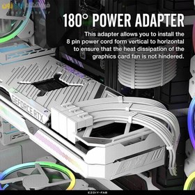 تصویر رابط 180 درجه کابل برق 8 پین کارت گرافیک ایزی مدل EZDIY-FAB GPU PCIe 8Pin U Turn 180 Degrees Power Adapter 