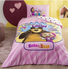 تصویر ست روتختی تک نفره نازک با طرح ماشا و خرس - برند مجوزدار Taç برند guntack Taç Licensed Masha & The Bear Super Cute Cotton Single Duvet Cover Set