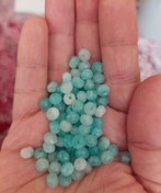 تصویر مهره سنگ جید آبی تیفانی واشری ۶میل تراش جواهری اصل معدنی سوراخ دار 