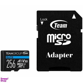 تصویر کارت حافظه تیم گروپ مدل microSDXC A1 V30 U3 ظرفیت 256 گیگابایت به همراه خشاب 