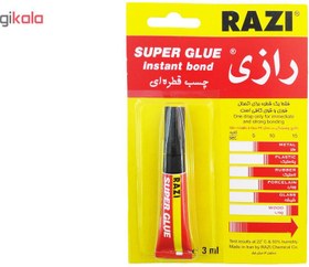 تصویر چسب قطره ای رازی مدل Super Glue حجم 3 میلی لیتر بسته 3 عددی Razi Super Glue Instant Bond Adhesive 3ml