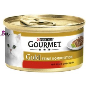 تصویر کنسرو غذای گربه گورمت چانکی طعم گوشت گوساله و مرغ ۸۵ گرم (روسیه) Gourmet Gold Beef & Chicken 85g