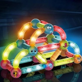 تصویر اسباب بازی مگنتی مدل میله و مهره چراغدار 52 تکه 