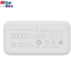 تصویر پاور بانک شیائومی مدل Redmi ظرفیت ۳۰ هزار فست شارژ با پورت تایپ سی و میکرو 