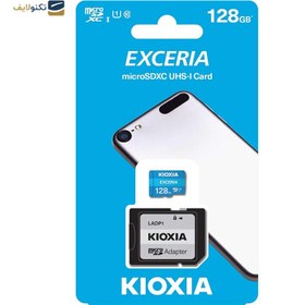 تصویر کارت حافظه microSDXC کیوکسیا مدل EXCERIA کلاس 10 استاندارد UHS-I U1 سرعت 100MBps ظرفیت 128 گیگابایت به همراه آداپتور SD Kioxia EXCERIA microSDXC V10 UHS-I U1 100MBps with SD adaptor - 128GB