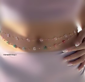 تصویر زنجیر بدن مدل گل بابونه - طلایی / M/L / یک لاین 