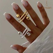 تصویر انگشتر مینیمال خط و گوی 