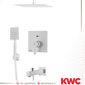 تصویر شیر حمام توکار KWC مدل آوا تیپ 4 S25 با سردوش تلفنی استیل 