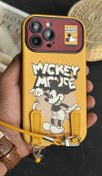 تصویر قاب موبایل آیفون میکی موس لیمویی + بندست 