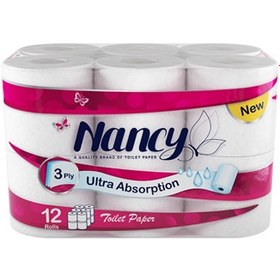 تصویر بسته دستمال توالت حجیم شده نانسی ۱۲ عددی ا - -